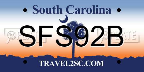 SFS92B South Carolina License Plate