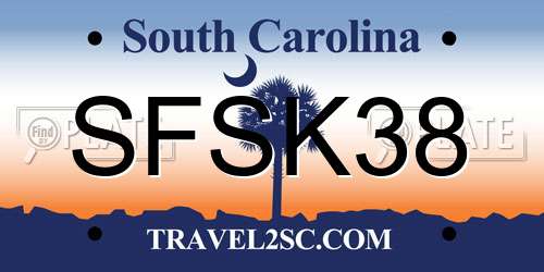 SFSK38 South Carolina License Plate