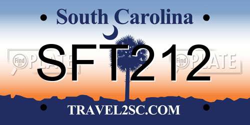 SFT212 South Carolina License Plate
