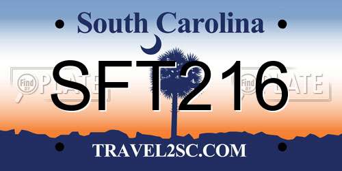 SFT216 South Carolina License Plate