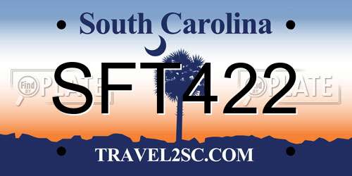 SFT422 South Carolina License Plate