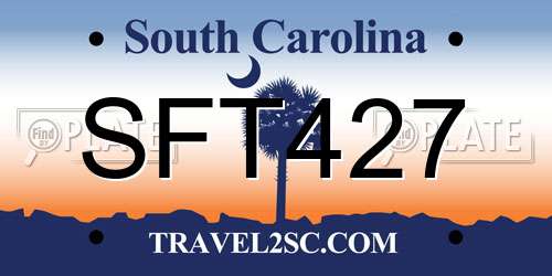 SFT427 South Carolina License Plate
