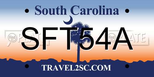 SFT54A South Carolina License Plate