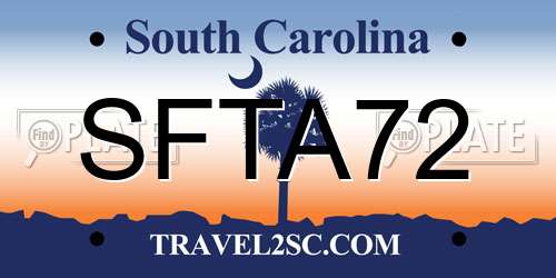 SFTA72 South Carolina License Plate