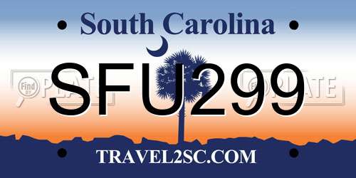 SFU299 South Carolina License Plate