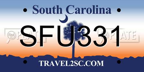 SFU331 South Carolina License Plate