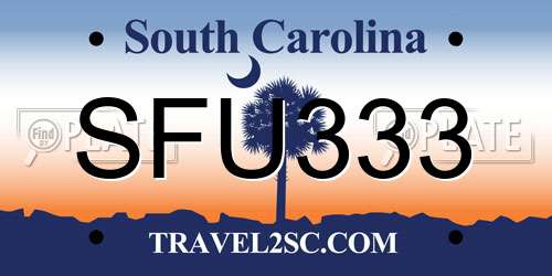 SFU333 South Carolina License Plate