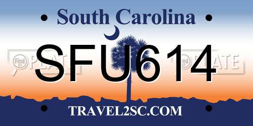 SFU614 South Carolina License Plate