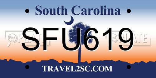 SFU619 South Carolina License Plate
