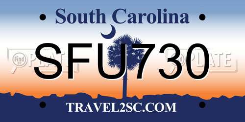 SFU730 South Carolina License Plate
