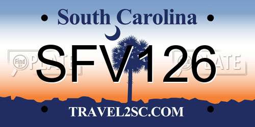 SFV126 South Carolina License Plate