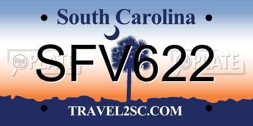 SFV622 South Carolina License Plate
