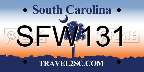 SFW131 South Carolina License Plate