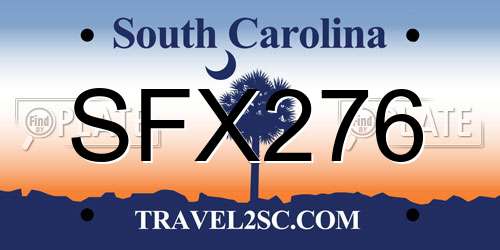 SFX276 South Carolina License Plate