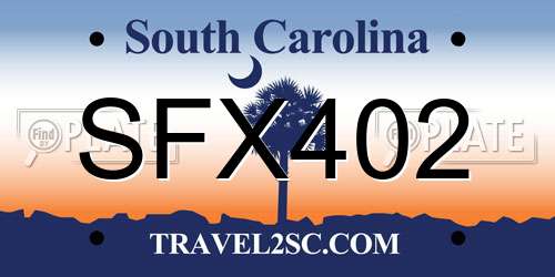 SFX402 South Carolina License Plate