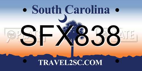 SFX838 South Carolina License Plate