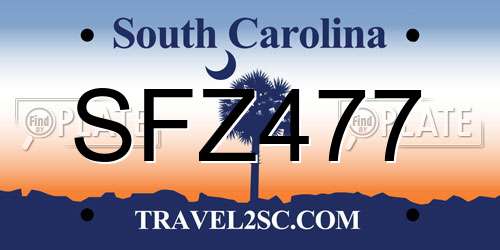 SFZ477 South Carolina License Plate