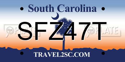 SFZ47T South Carolina License Plate
