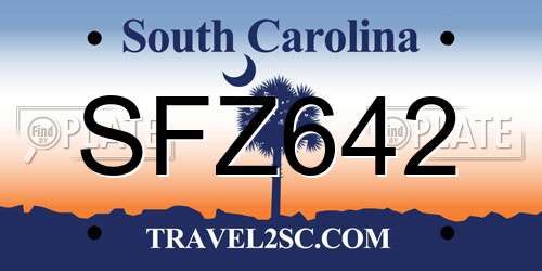 SFZ642 South Carolina License Plate