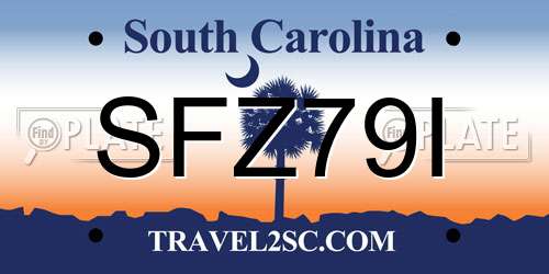 SFZ79I South Carolina License Plate