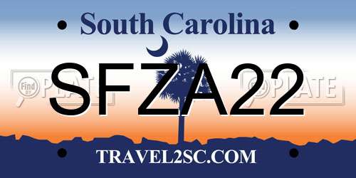 SFZA22 South Carolina License Plate