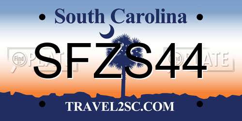 SFZS44 South Carolina License Plate