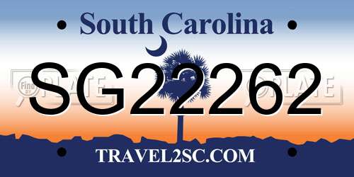 SG22262 South Carolina License Plate