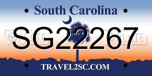 SG22267 South Carolina License Plate