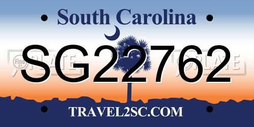 SG22762 South Carolina License Plate