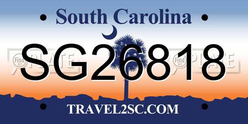 SG26818 South Carolina License Plate