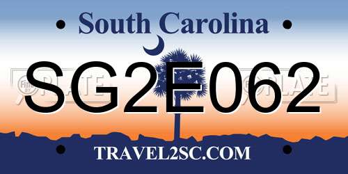 SG2E062 South Carolina License Plate