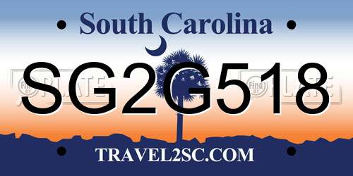 SG2G518 South Carolina License Plate