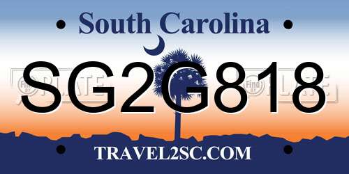 SG2G818 South Carolina License Plate