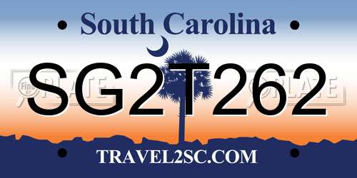 SG2T262 South Carolina License Plate