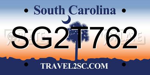 SG2T762 South Carolina License Plate