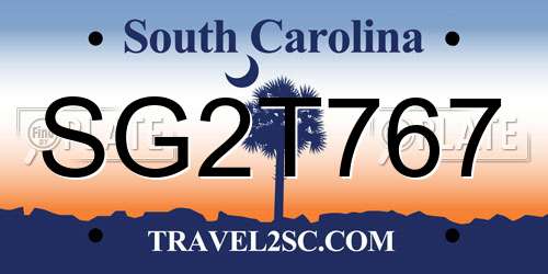 SG2T767 South Carolina License Plate