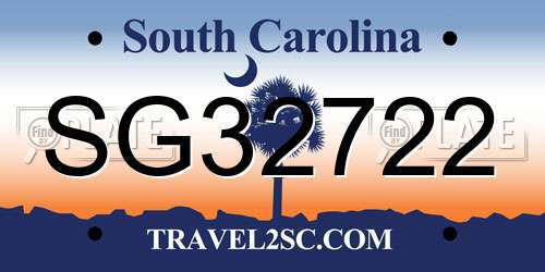 SG32722 South Carolina License Plate