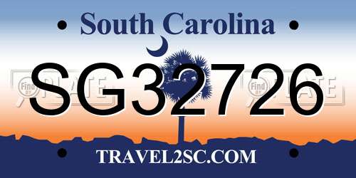 SG32726 South Carolina License Plate