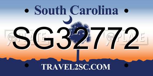 SG32772 South Carolina License Plate