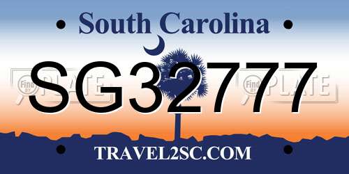 SG32777 South Carolina License Plate