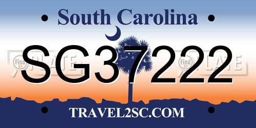 SG37222 South Carolina License Plate