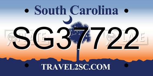 SG37722 South Carolina License Plate