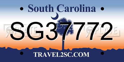 SG37772 South Carolina License Plate
