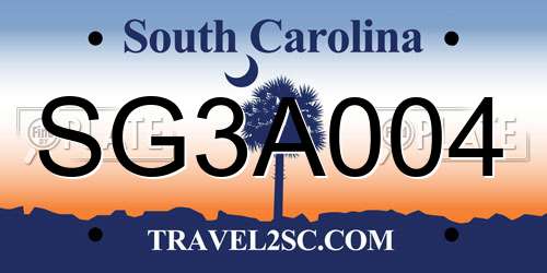 SG3A004 South Carolina License Plate