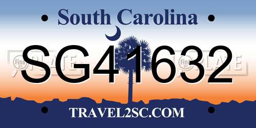 SG41632 South Carolina License Plate