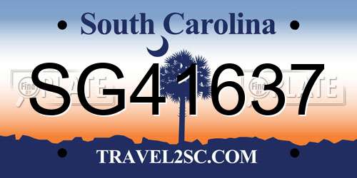 SG41637 South Carolina License Plate