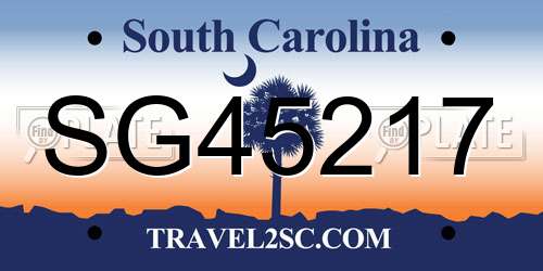 SG45217 South Carolina License Plate