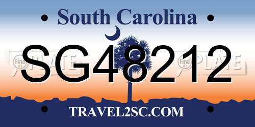 SG48212 South Carolina License Plate