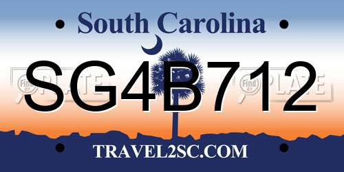 SG4B712 South Carolina License Plate