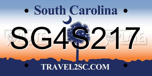SG4S217 South Carolina License Plate